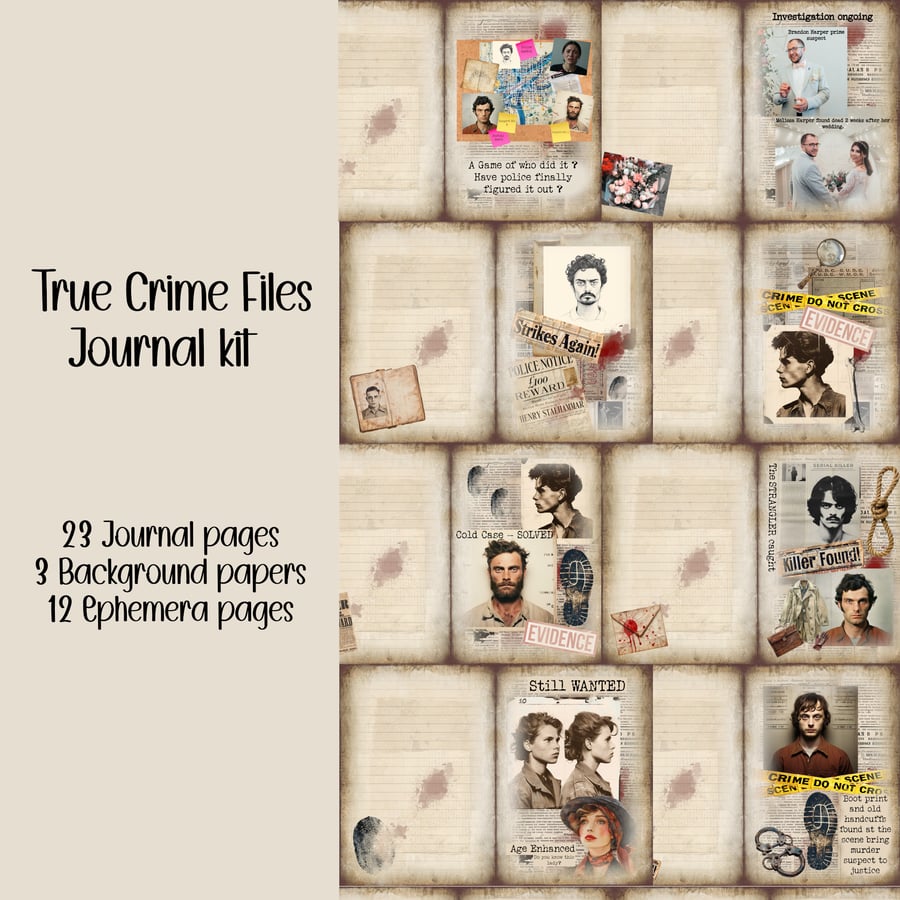 True Crime Scrapbooking, Ephemera, Journal, Digital Download