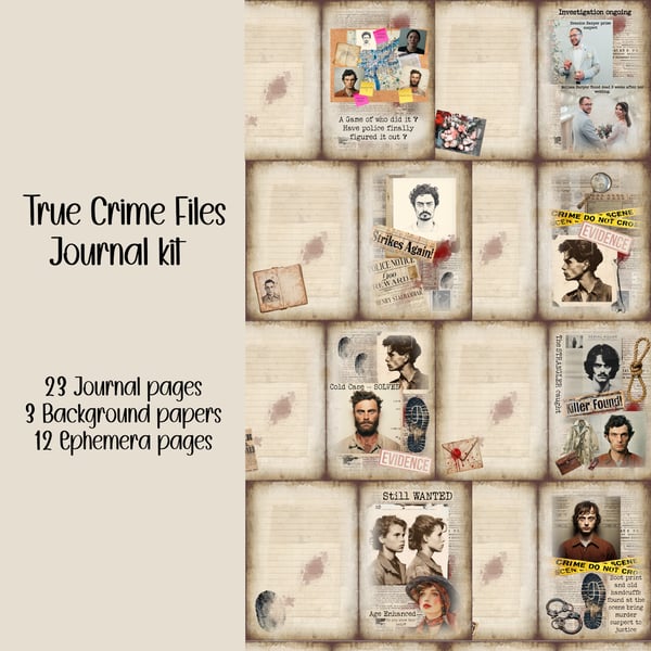 True Crime Scrapbooking, Ephemera, Journal, Digital Download