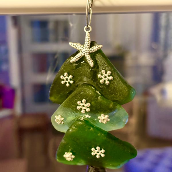 Handcrafted Sea glass Christmas Tree Ornamant