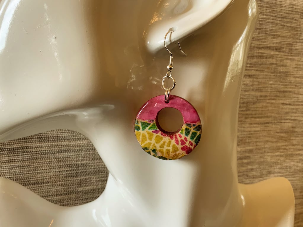 Circular Wood Earrings.