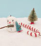 Spun Cotton Snowman and Candy Cane Decorations 