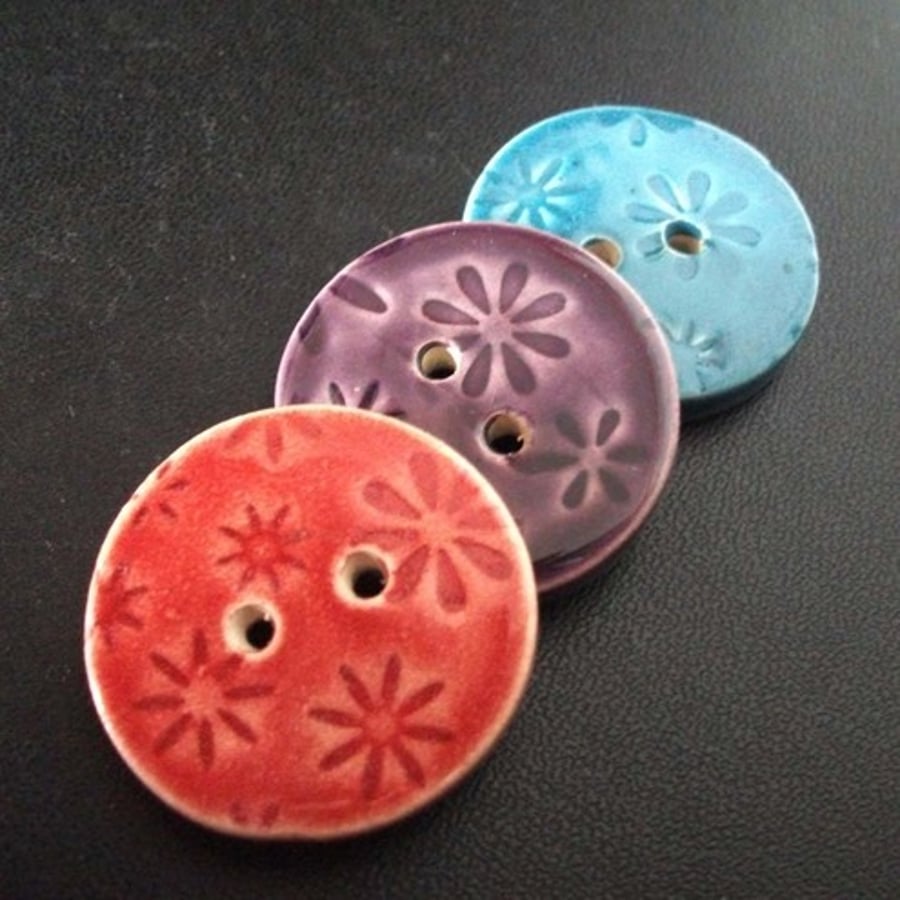 set of three large ceramic buttons