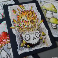 cordyceps mushrooms - original A6 illustration and collage 