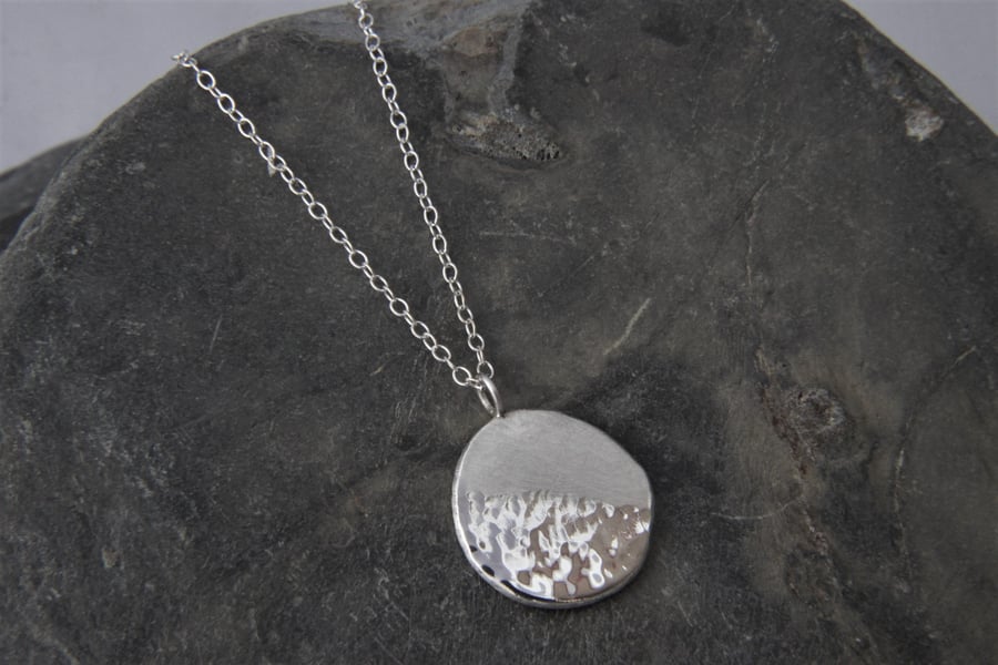 Reflections on the Sea Sterling Silver pebble pendant