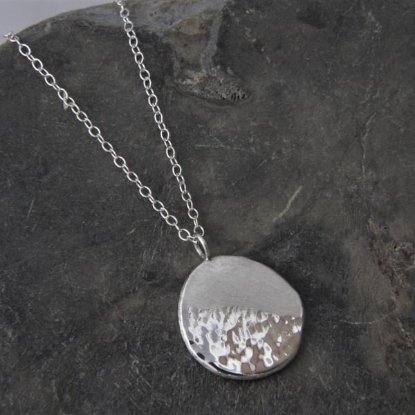 Reflections on the Sea Sterling Silver pebble pendant