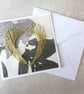SALE Embroidered Gold Heart Wedding Card, Hand Stitched Anniversary Card - Image 2