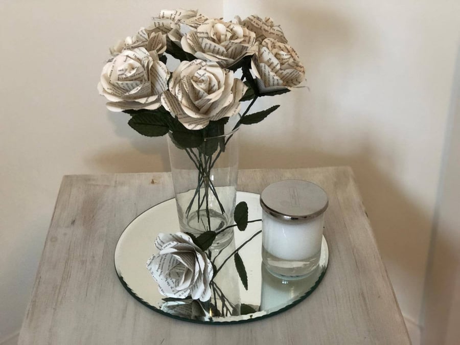 Personalised First Anniversary Gift, Paper Rose With Your Message Or Song Lyric,