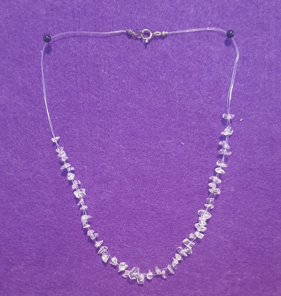 Floating Rock Crystal gemstone necklace.