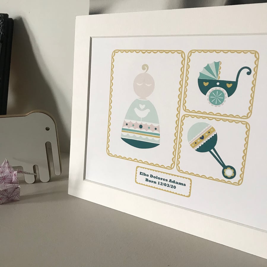 'Little poppet' personalised baby girl print
