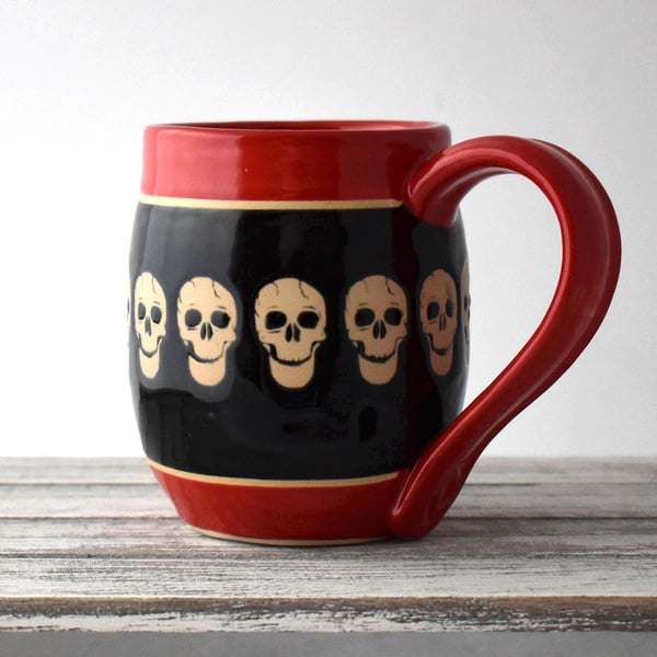 A260 Skulls wheel thrown pottery mug (Free UK postage)