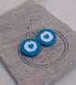 Hand-painted blue heart polymer clay and sterling silver hoop earrings  - Image 8