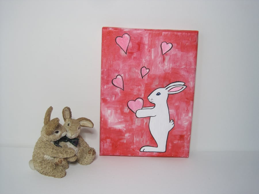 Valentine Heart Bunny Rabbit Painting