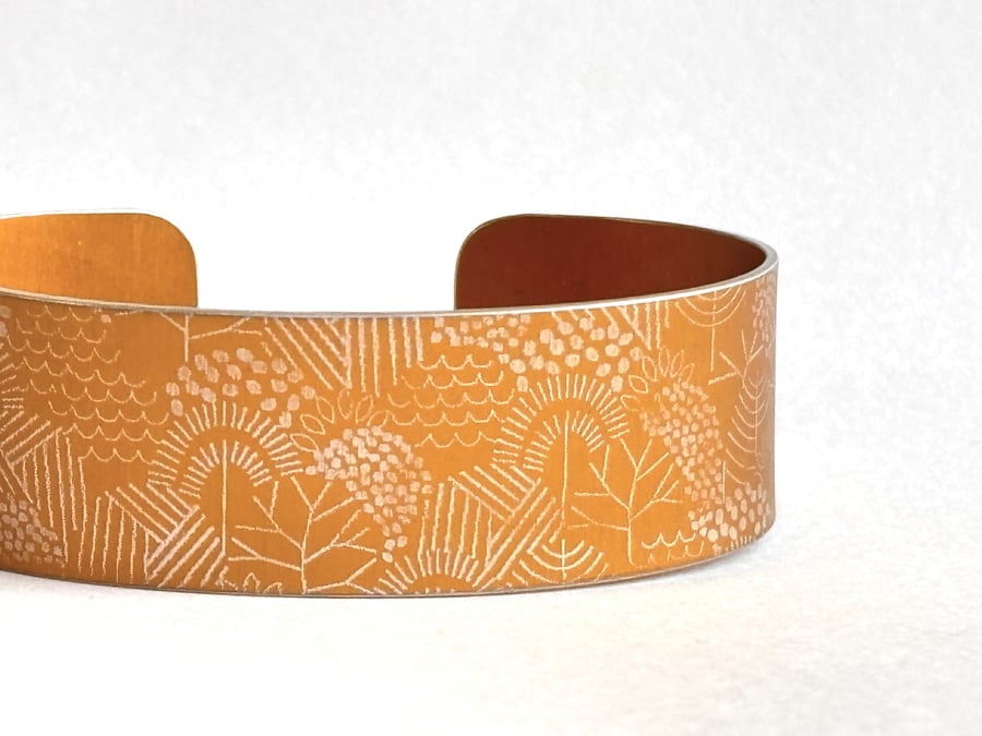 Forest pattern aluminium cuff yellow - second