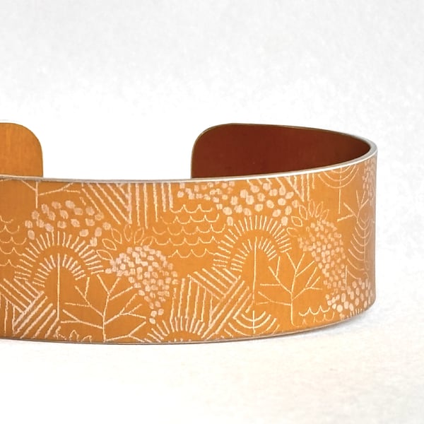 Forest pattern aluminium cuff yellow - second