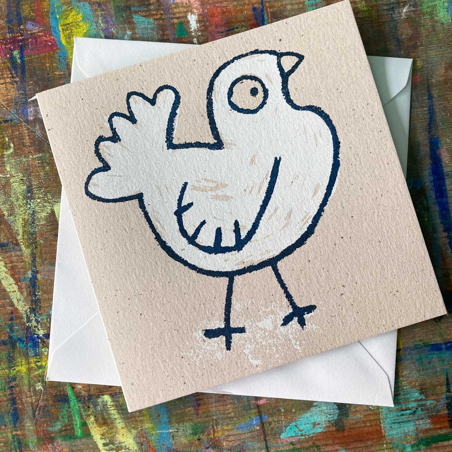 white dove screen printed card by Jo Brown Happy Tomato