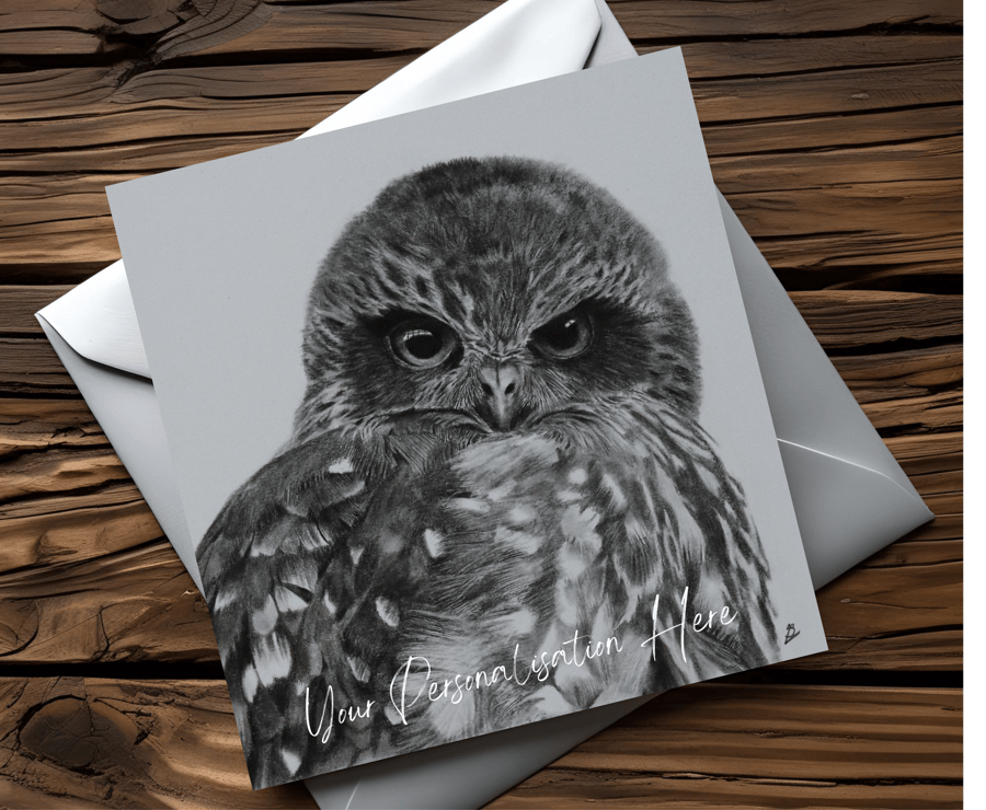 Customisable Owl Card, Illustrated Front with Story Inside