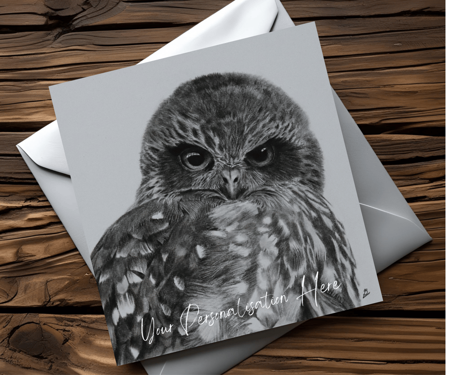 Customisable Owl Card, Illustrated Front with Story Inside