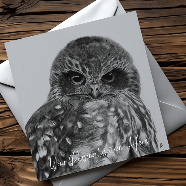 Customisable Owl Card, Illustrated Front with Story Inside