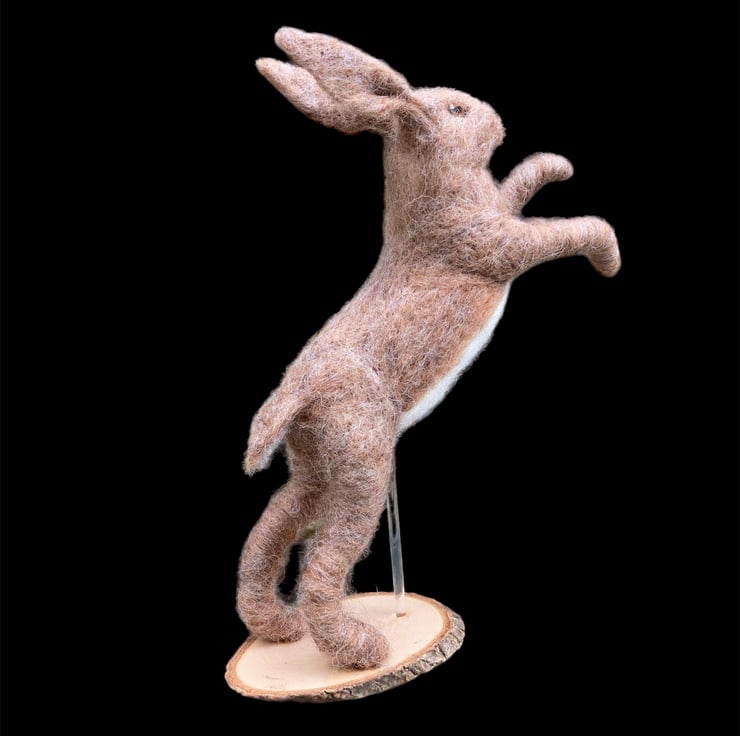 Boxing Hare model, needle felted woollen sculpt... - Folksy