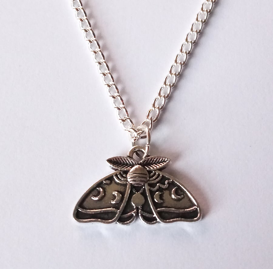 Moth Necklace Silver Plate Gothic Necklace