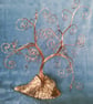 Large Copper Jewellery Tree on Driftwood Base. 