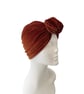 Full Velvet Turban Hat for Women Rust Orange Front Knot Vintage Style Turban Hat
