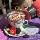 Vintage Teacup Pin Cushion and Sewing Set