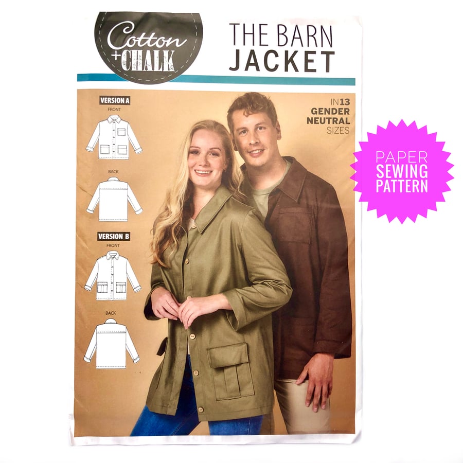 Paper Sewing Pattern, Barn Jacket sewing pattern, New and Unopened (Code 002J)