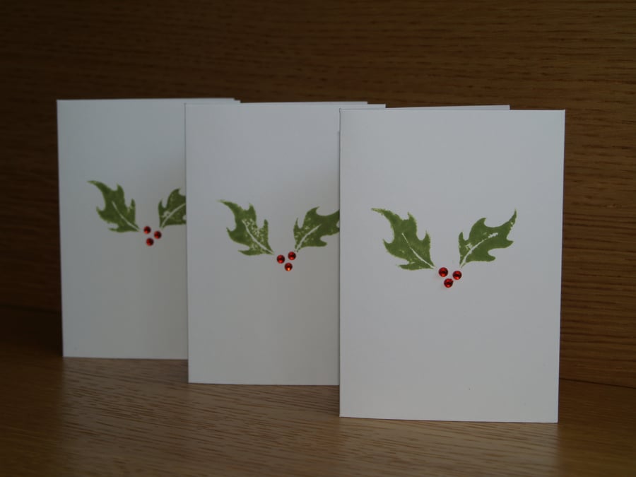 Three Holly Christmas Cards