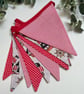 Handmade Fabric Bunting 9 Flags in a Red Pirate Design