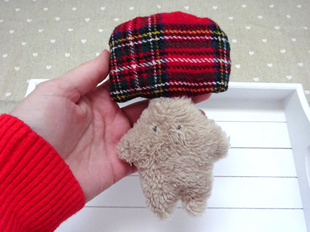 hand sewn tartan toadstool plush