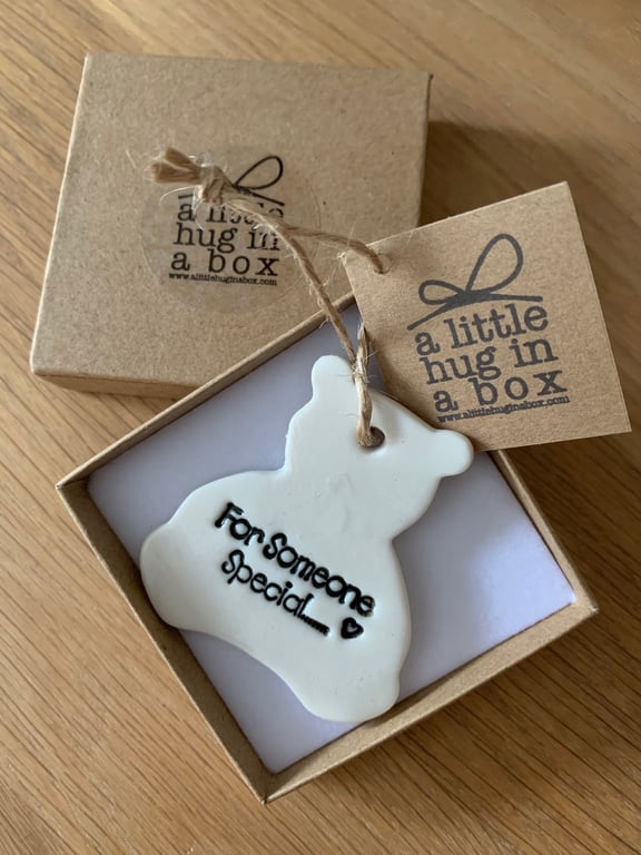 Hug in a box Porcelain Teddy "For Someone Special" Gift 