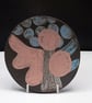Pink, Blue, Decorative Dish, Black Clay and Underglaze