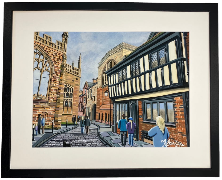 Coventry Cathedral. St Marys, Guildhall City Cityscape Art Print 20" x 16" Frame