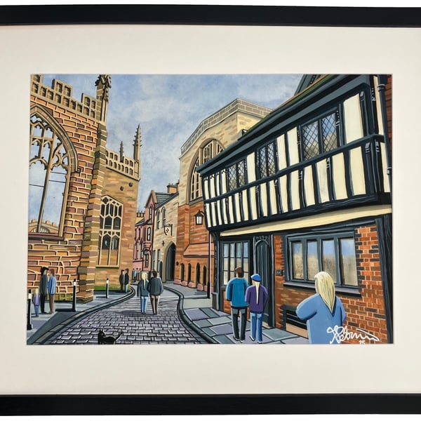Coventry Cathedral. St Marys, Guildhall City Cityscape Art Print 20" x 16" Frame