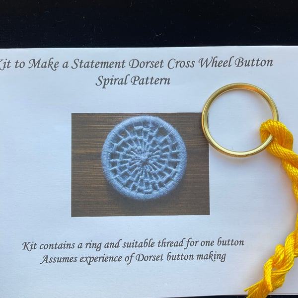 Kit to Make a Statement Dorset Button, Spiral Design, Yellow