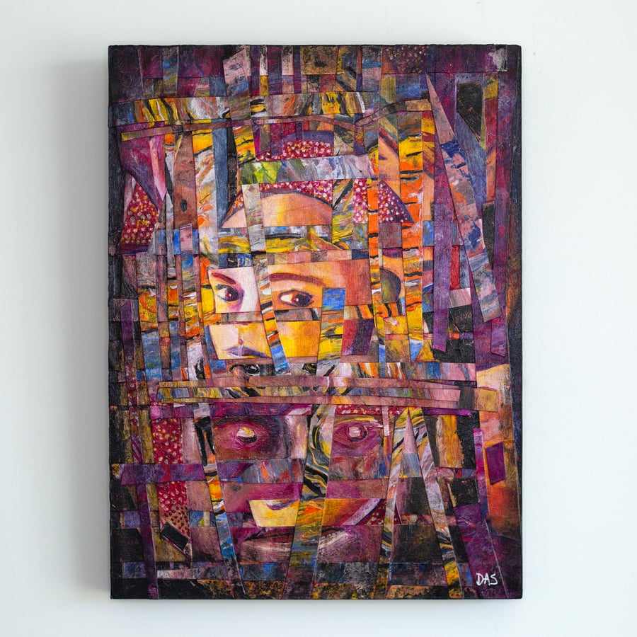 Abstracted Collage Portrait Painting