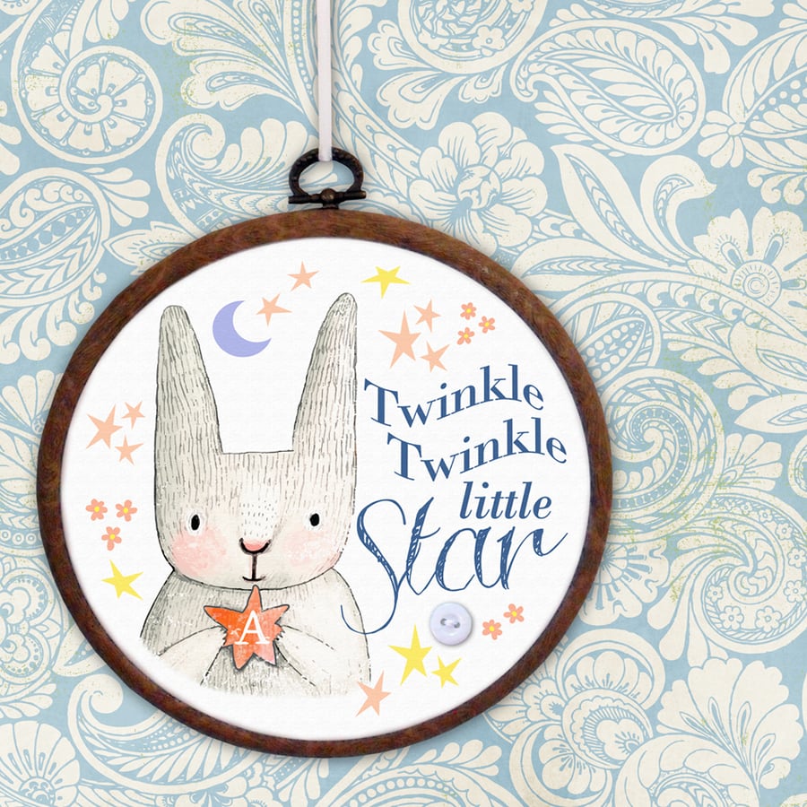 Twinkle Twinkle Little Star Personalised Embroidery Hoop: baby gift, nursery art