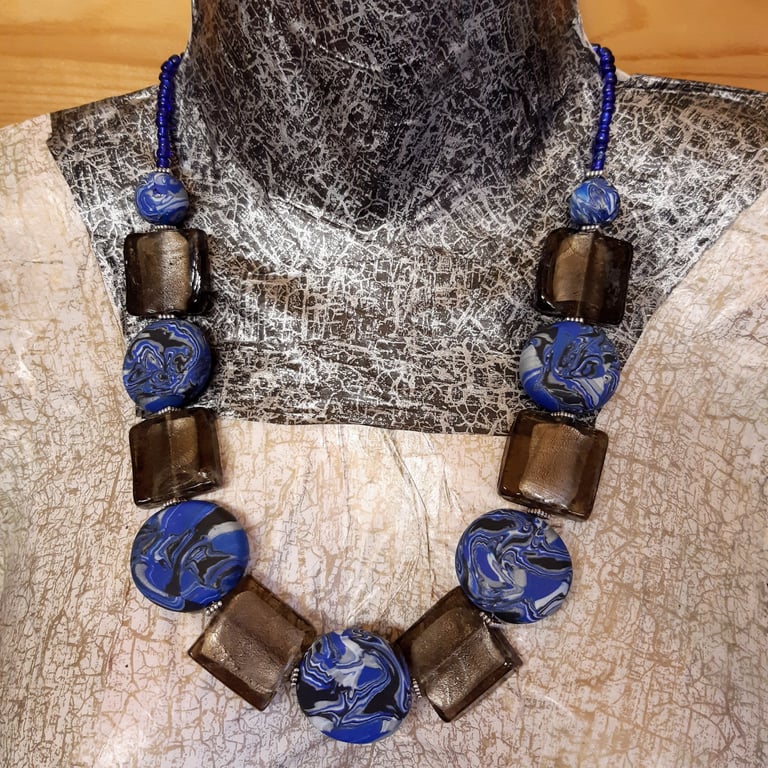 Statement Blue Glass Necklace