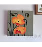 Orange Poppy Painting – Hand Painted Floral Boxed Canvas Wall Art  30 x 30 cm