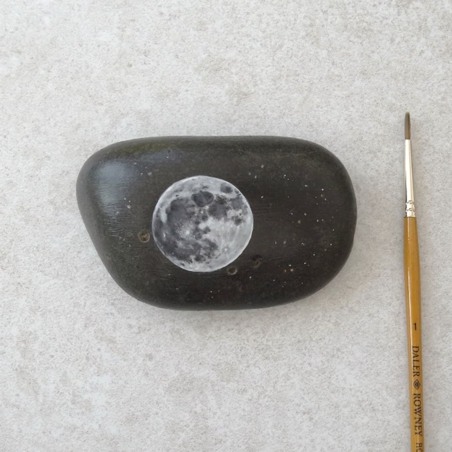 Hand Painted Stone 'Moon'