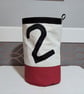 Upcycled Sailcloth Storage Bucket – Handmade Toy Basket with nautical Number 