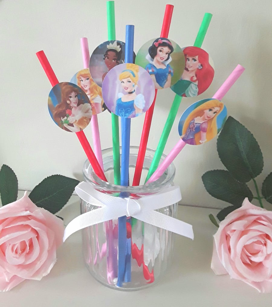 8 Disney Princess Paper Straws,Party Straws, Disney Princess Drinking Straws,Dis