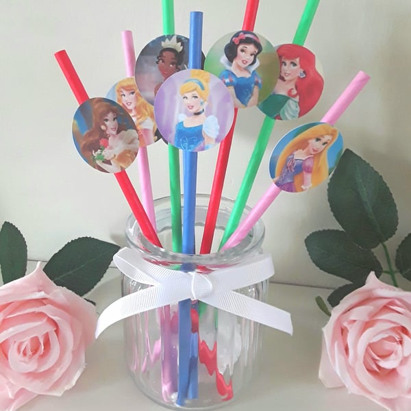 8 Disney Princess Paper Straws,Party Straws, Disney Princess Drinking Straws,Dis