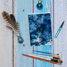 A5 Artists’ Sketchbook with Tie-Dyed Tea Bag Paper Cyanotype Print Cover, 107