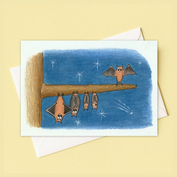 Funny Bats Greetings Card: Cute Hand Drawn Illustration For Any Occasion (209)