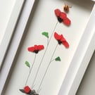 Sea Glass Poppy, Red Flowers, Unusual Gifts for Her, Floral Wall Art