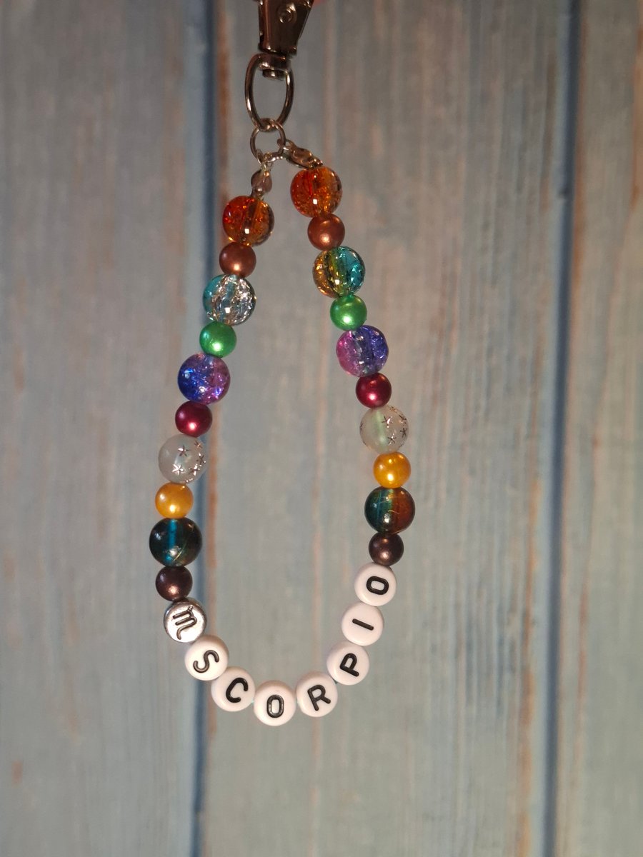 Scorpio beaded keyring charm