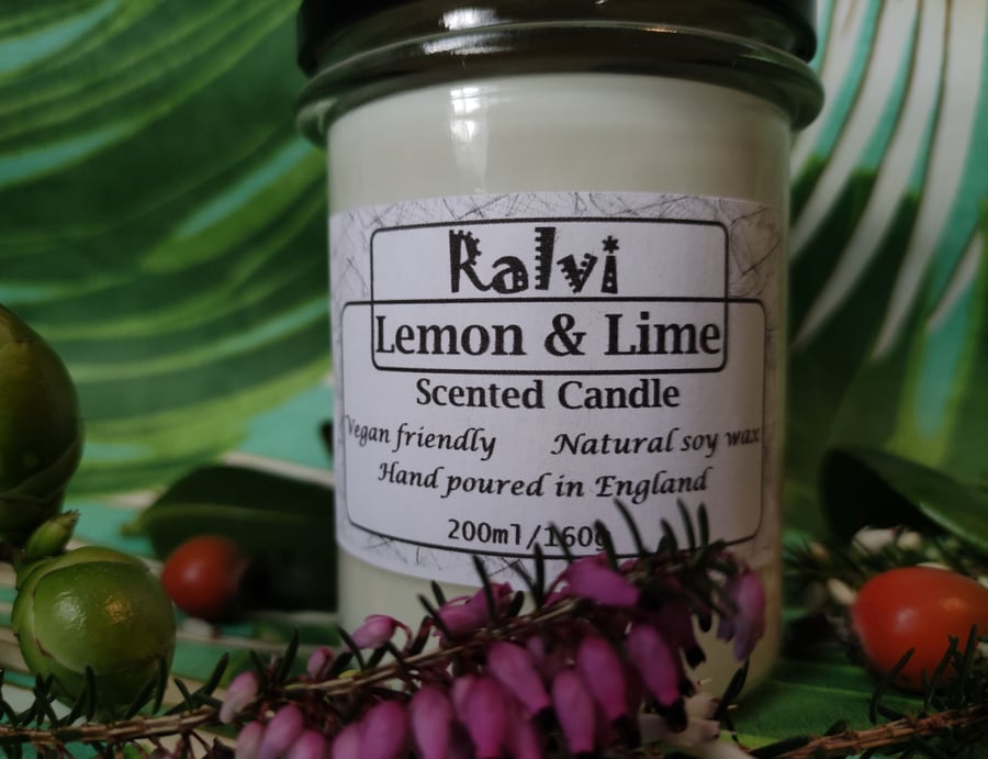  Lemon-Lime Hand made strong scented candle ,hand made in Yorkshire