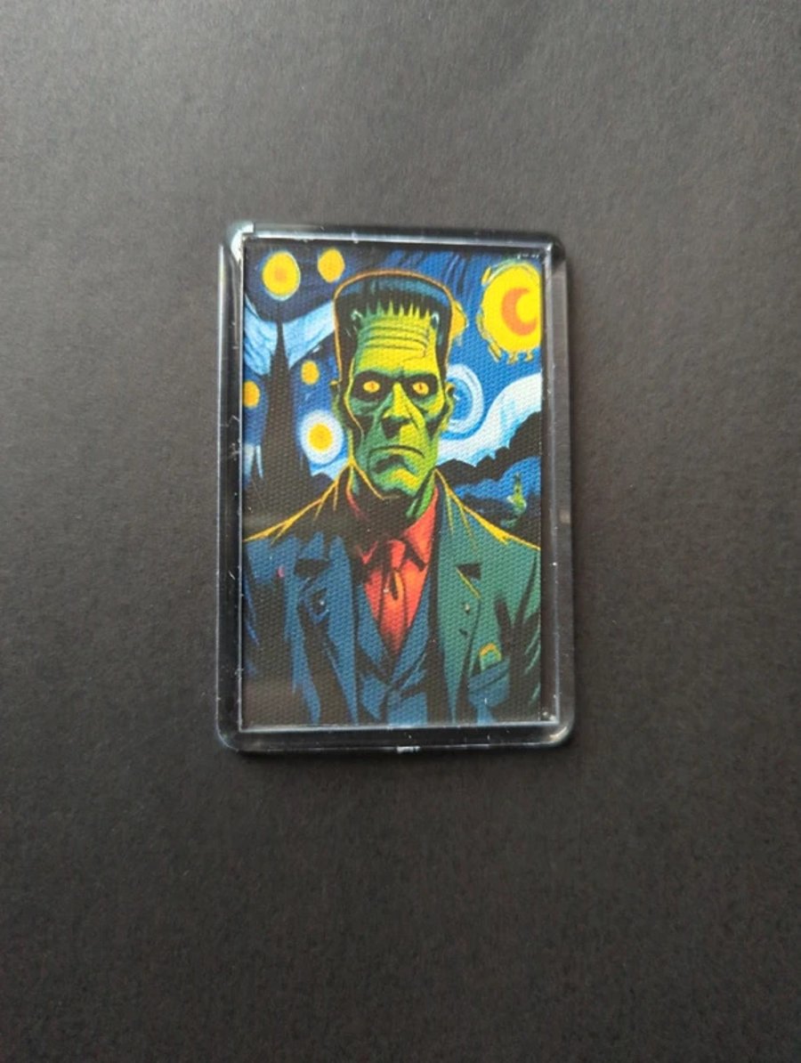 Frankenstein's Starry Night Fridge Magnet – Gothic Horror Acrylic Decor